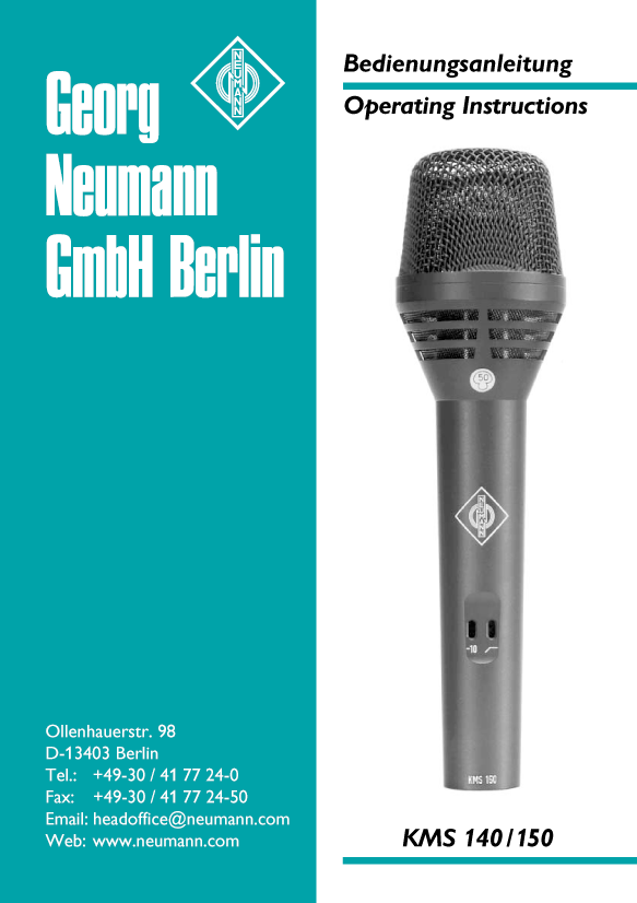 Neumann KMS140_150 manual