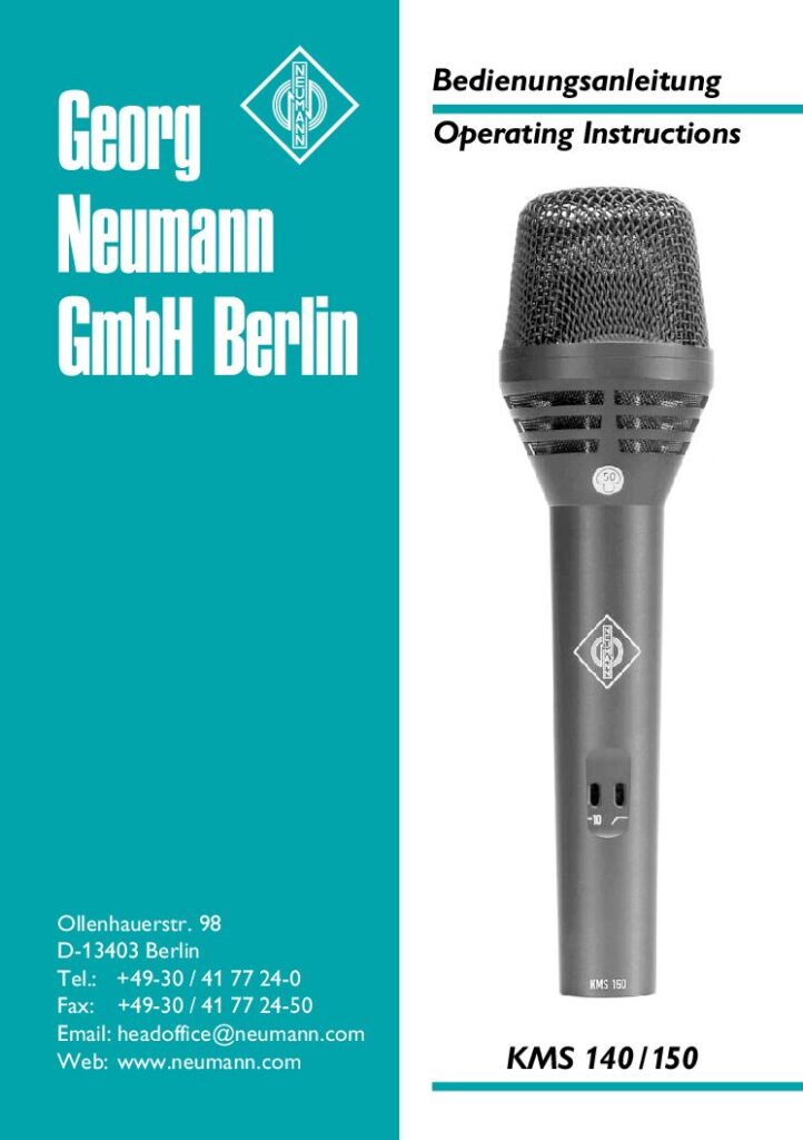 Neumann KMS150 Manual Pdf 722x1024