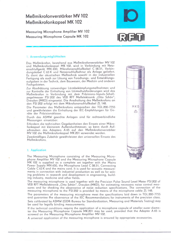 RFT MV102 rft mv102 info