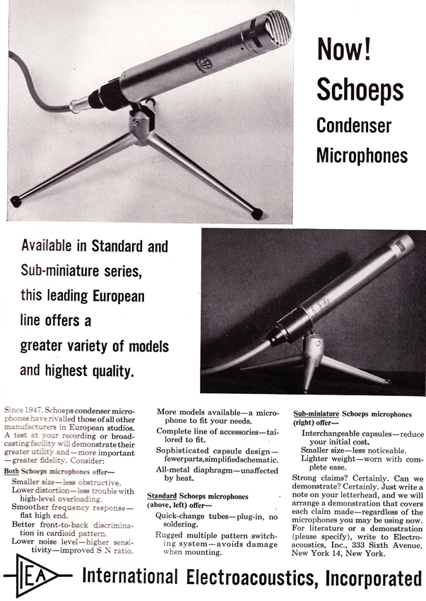 SCHOEPS CM 640 schoeps condensor mics 1961 ad