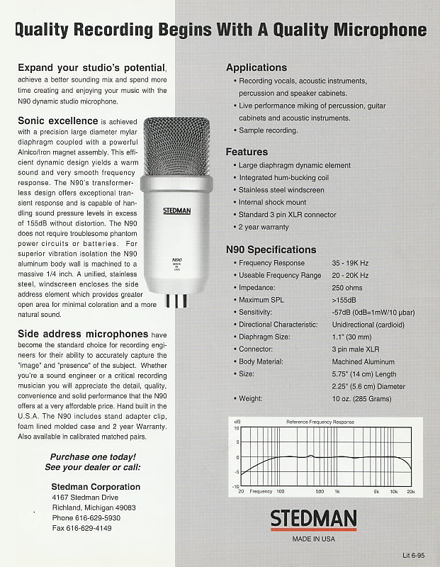STEDMAN N90 stedman n90 specsheet
