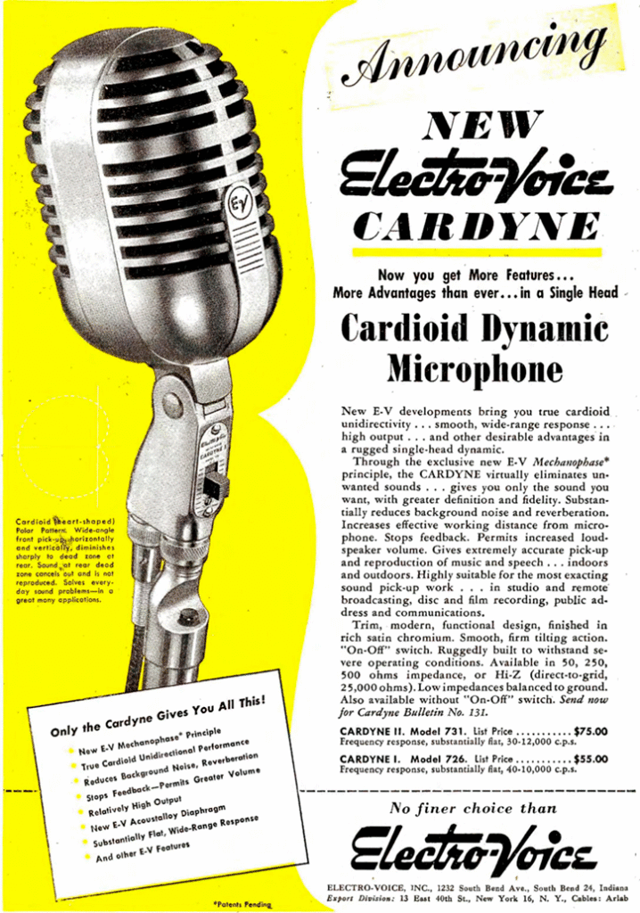 electro voice cardyne ad 1946