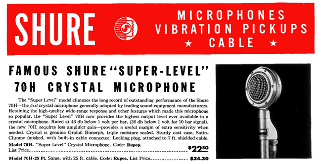 Shure 70H kristalmicrofoon shure 70h 1939 version