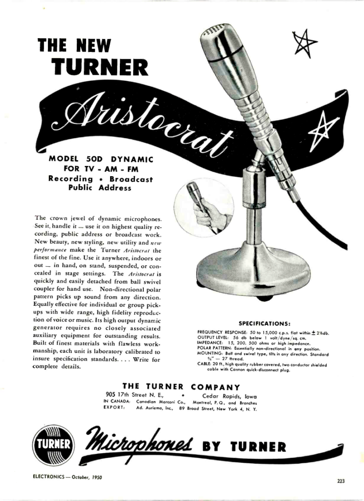 turner 50d ad electronics 1950