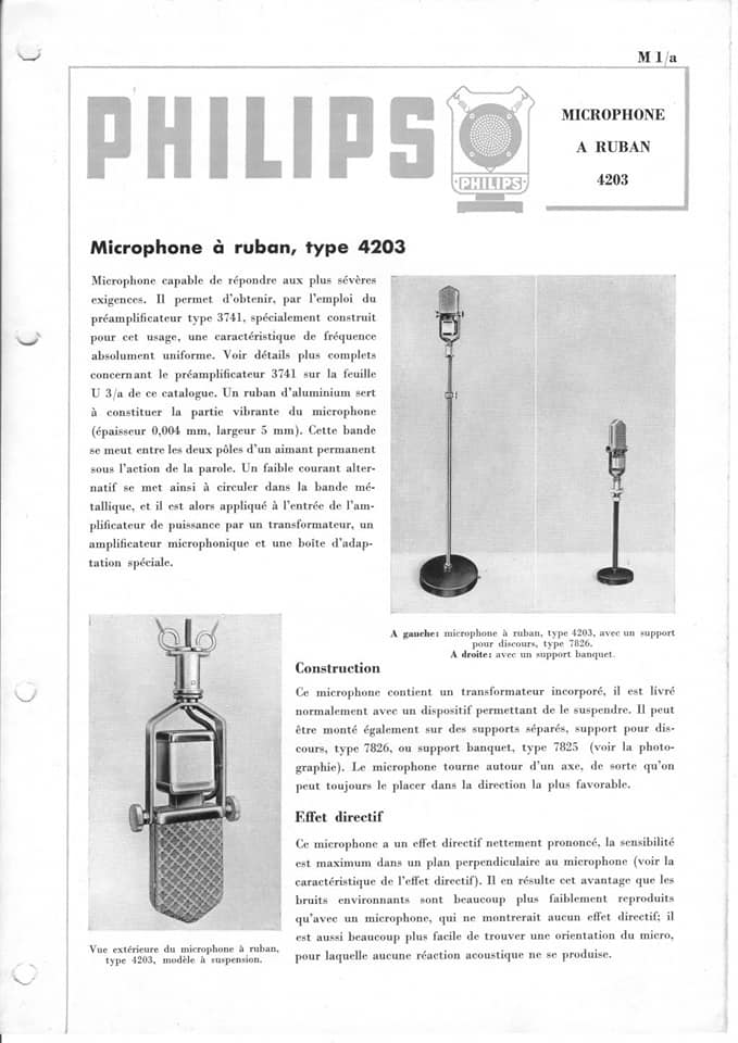 Philips 9514 - Ribbon Microphone philips 4203 french infosheet